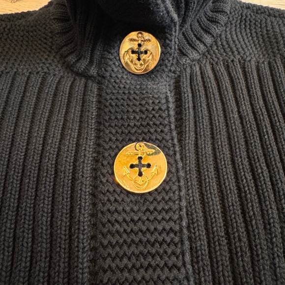 Lauren Jeans Company Ralph Lauren Black Ribbed Nautical Cardigan Medium M - Picture 4 of 9